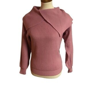 Vintage 70s oversized collar salmon sweater